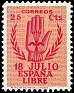Spain 1938 National Uprising 25 CTS Carmine and Pink Edifil 852